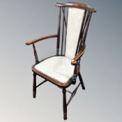 A beech Arts and Crafts open armchair