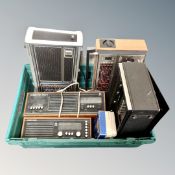 A crate of five assorted vintage radios, Roberts, Binatone,