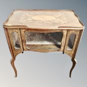 A Victorian inlaid walnut display cabinet on cabriole legs