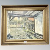 Continental School : A cobbled lane, oil on canvas, 49 cm x 39 cm,