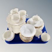 Thirty-four pieces of Duchess bone tea china.