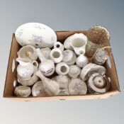 A box containing a large quantity of Aynsley Little Sweetheart cabinet china together with assorted