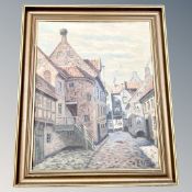 V Albertsen : Cobbled street, oil on ca