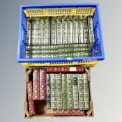 A box and a crate containing leather bound Heron books,