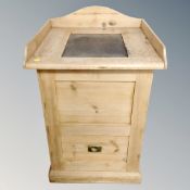 A 19th century pine clerk's desk, fitted drawer beneath.