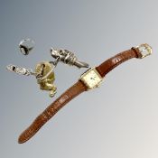 A sterling silver cameo ring, gold plated Laura Ashley watch, Sterling silver dog whistle etc.