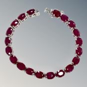 A Sterling silver stone set bracelet