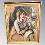 Continental School : Portrait of a lady seated, oil on canvas,