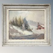 Continental School : Winter landscape, oil on board,