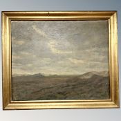 Continental school : A view across moorland, oil on canvas,