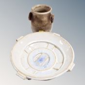 An Frick studio pottery vase together with a further studio bowl