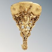 A vintage gilt wood and gesso deer's head corner wall shelf CONDITION REPORT: Some