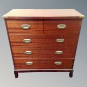 A 20th century four drawer campaign style chest