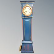 A Scandinavian painted longcase clock with pendulum and weights