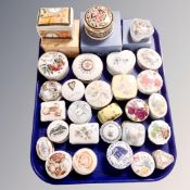 A tray of quantity of ceramic lidded trinket pots, Wedgwood, Rothschild collection,