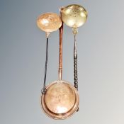 Three antique bed warming pans