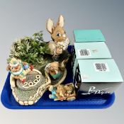 A tray of seven Pendelfin figures - Victoria, Old Bill, Father Rabbit,