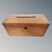 A 19th century mahogany sarcophagus tea caddy