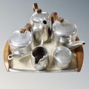 A five-piece Picquot Ware tea service on tray (6)