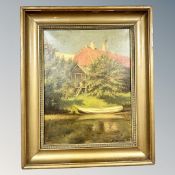 Sturgenson : A rowing boat by a building, oil on canvas,