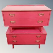 A pair of mid century painted two drawer chests