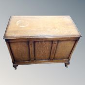 An oak panelled blanket box