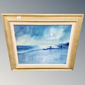 Continental School : Beach at dusk, oil on canvas,