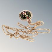 A William IV four pence piece dated 1837, from a maundy set, enamelled on chain.