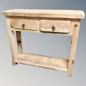 A sheesham two drawer hall table,