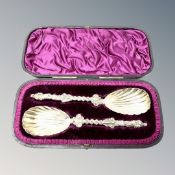 A good pair of cased Victorian silver gilt apostle spoons, Charles Boyton,