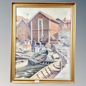 Continental School : Ship yard, oil on canvas,