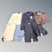 An M & S linen blend two piece suit, together with a further M & S regular luxury two piece suit,