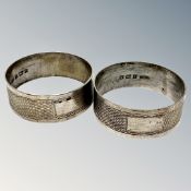 A pair of silver napkin rings, Birmingham marks CONDITION REPORT: 35.