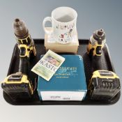 A tray of Dewalt 18v XR -ion impact driver together with a 18v brushless electric drill,