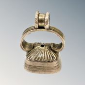 A Georgian gold seal with stone initialled 'M'