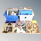 Two boxes of vinyl records, Jerry Rafferty, Moody Blues, Elton John, Rod Stewart,