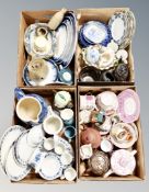 Four boxes of antique and later ceramics, lustre tea ware, Leyton Solent dinner ware, meat plates,