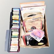 A box of assorted 78's, LP's and singles,