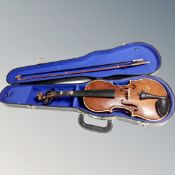 A violin and bow in fitted case