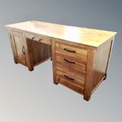 A contemporary work station fitted with keyboard, slide,