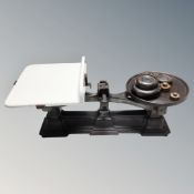 A set of Victorian cast iron scales with weights