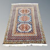 A Caucasian rug of geometric design,