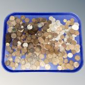 A tray of 19th and 20th century British and foreign coins
