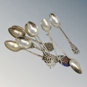 A collection of silver spoons - Tennis, Motorcross, Bowling.