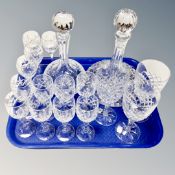 A tray of crystal glasses,