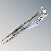 Three two-piece fishing rods by Daiwa and John Wilson together with two fly reels