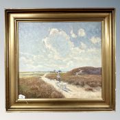 Kaj Berends : shepherd's with goats, oil on canvas,