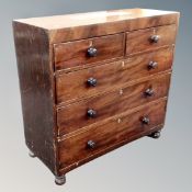 A Victorian mahogany five drawer chest