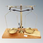 A set of antique brass chemist's scales