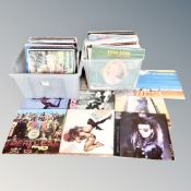 Two boxes of vinyl records, Beatles, Dead or Alive, Boom Town Rats, Billy Joel,